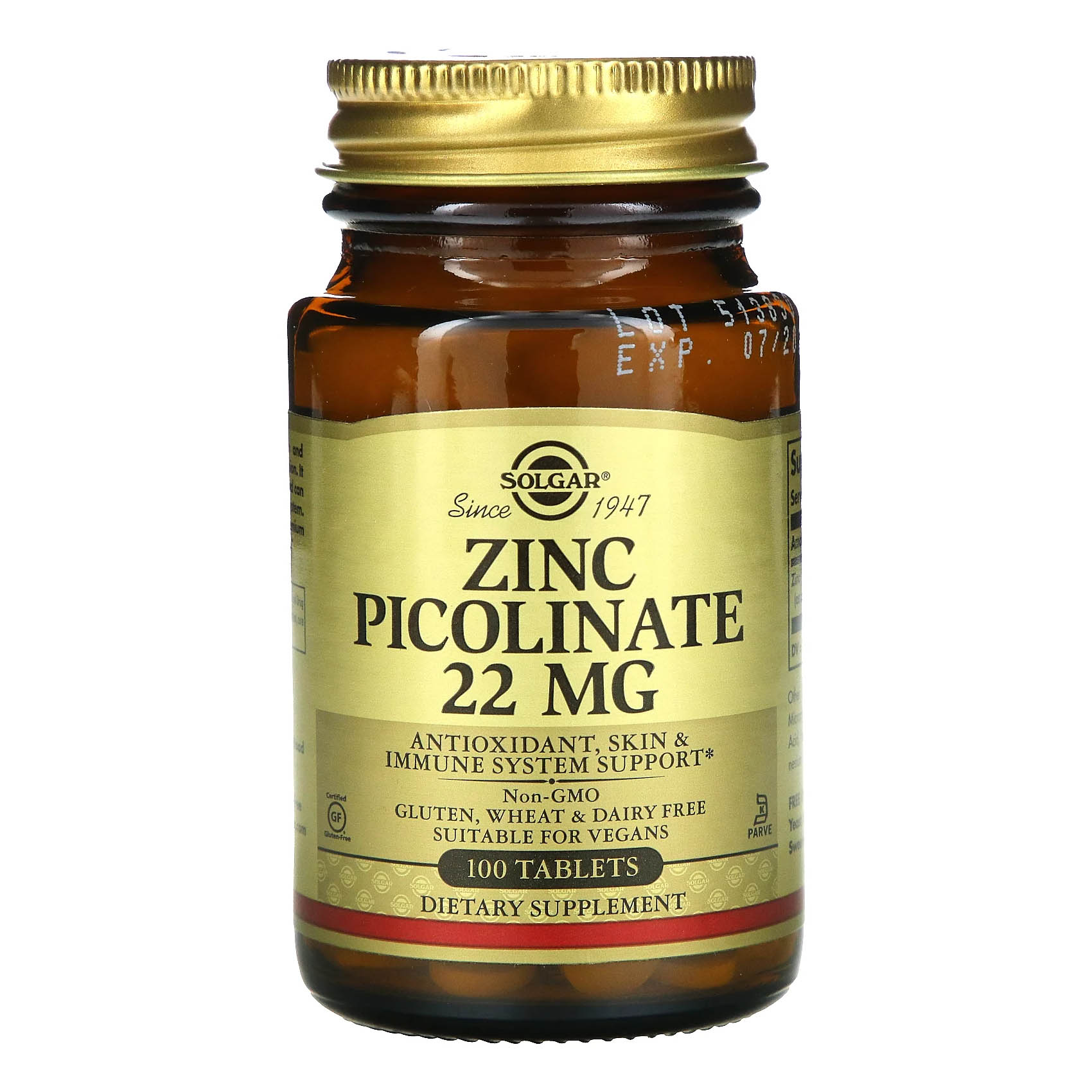 Solgar: Zink Picolinate 22 mg 100 табл.