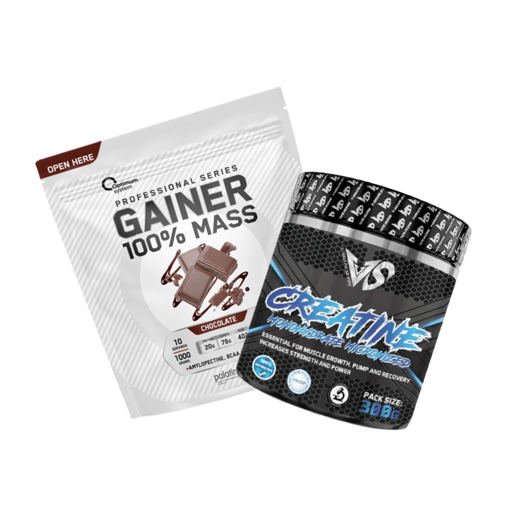 Optimum System: Gainer 1000 гр. + V-Shape Supps: Creatine 300 гр.