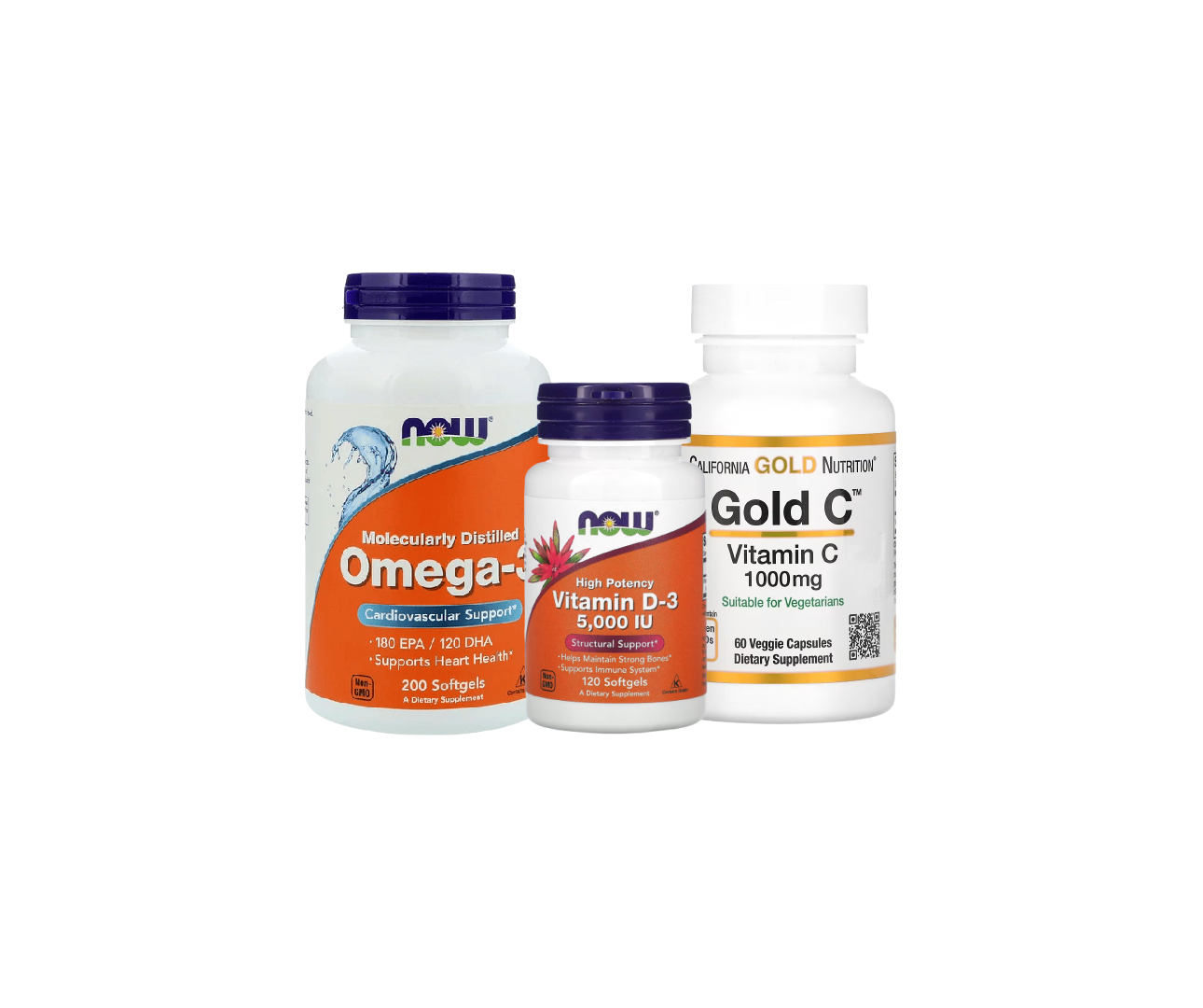 Now: Omega-3+Vitamin D3+Califonia Gold Nutrition: Vitamin C