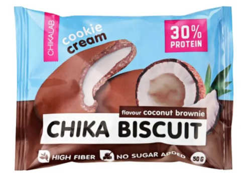 Chikalab: Chika Biscuit. Печенье неглазированное с начинкой 50 гр. Кокосовый брауни