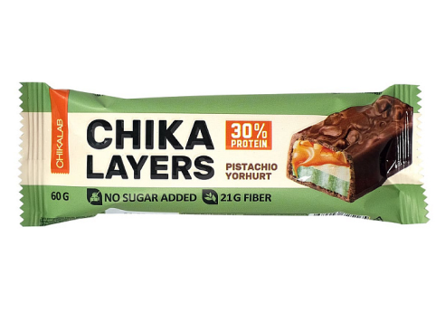 Chikalab: Chika Layers. Батончик глазированный 60 гр. Фисташковый йогурт