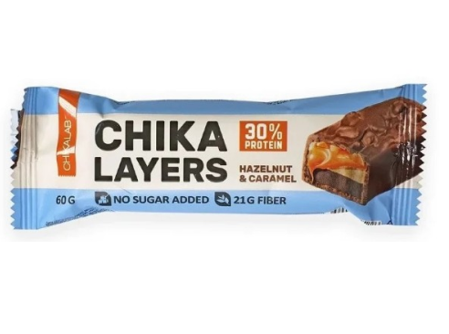 Chikalab: Chika Layers. Батончик глазированный 60 гр. Лесной орех с карамелью