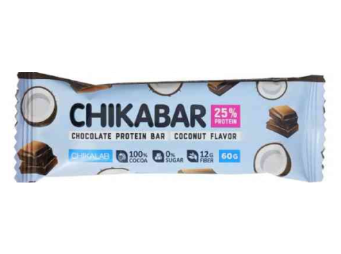 Chikalab: Chikabar. Батончик глазированный 60 гр. Кокос