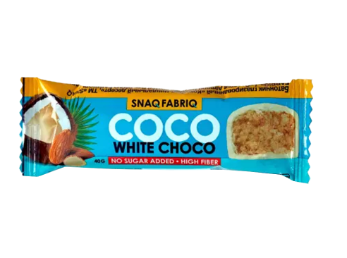 Snaq Fabriq: Coco. Батончик глазированный 40 гр. Кокосово-миндальный