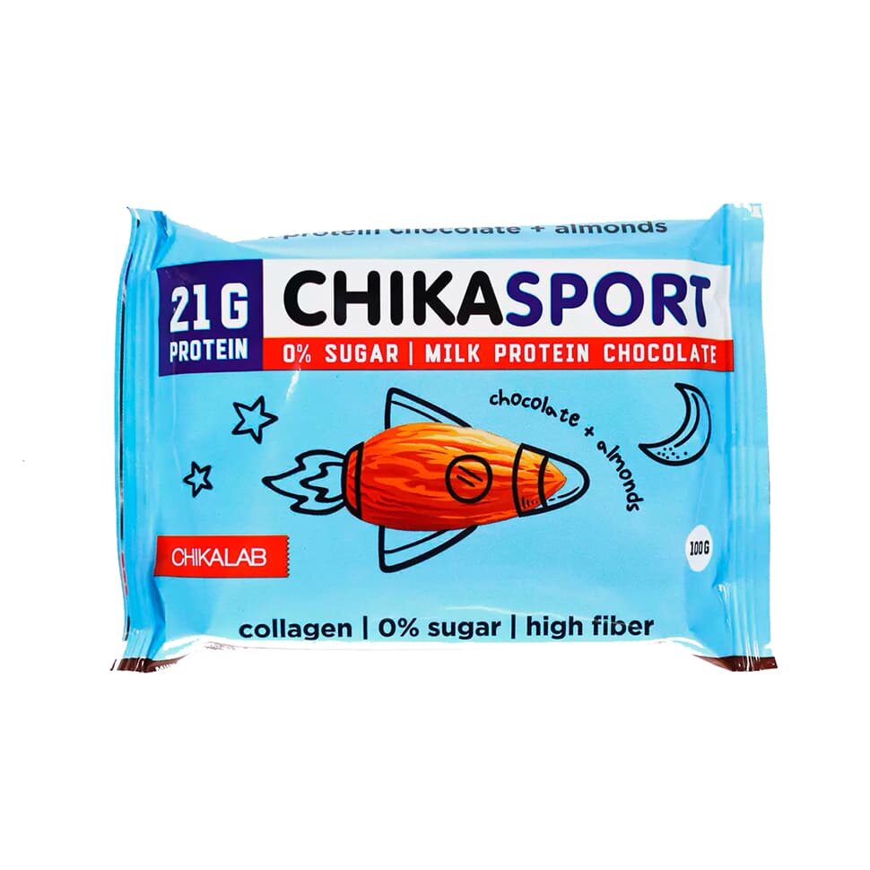 Chikalab: Chika Sport. Молочный шоколад с миндалем 100 гр.