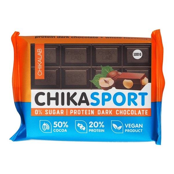 Chikalab: Chika Sport. Темный шоколад с фундуком 100 гр.