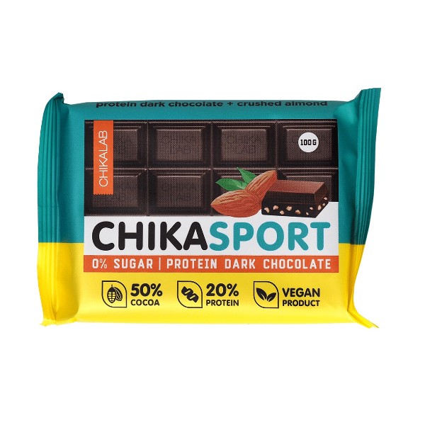 Chikalab: Chika Sport. Темный шоколад с миндалем 100 гр.